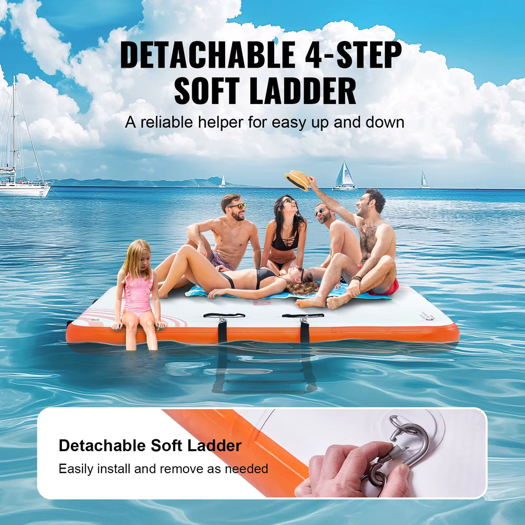 Succebuy Inflatable Floating Dock 10X8Ft Non-Slip Water Detachable Ladder Portable Carrying Bag Floating Platform Island Raft