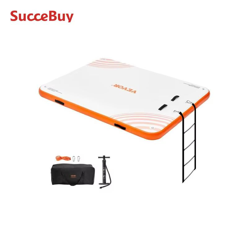 Succebuy Inflatable Floating Dock 10X8Ft Non-Slip Water Detachable Ladder Portable Carrying Bag Floating Platform Island Raft